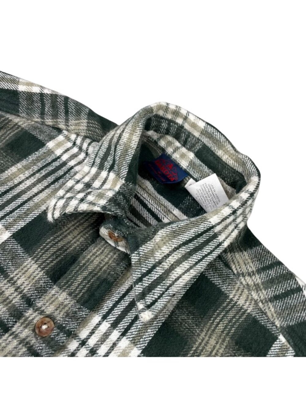 VTG Dakota Men's Flannel Work Shirt Green Plaid • Medium